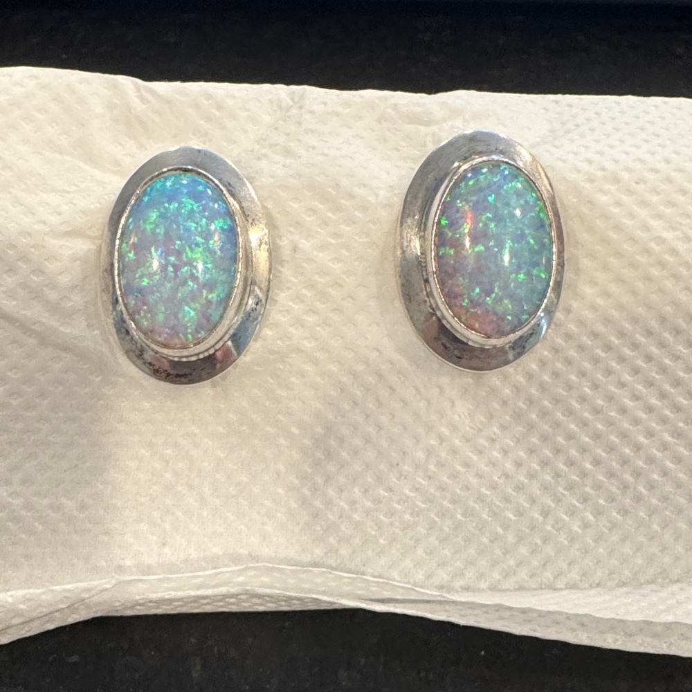 Sterling Silver Opal Earrings